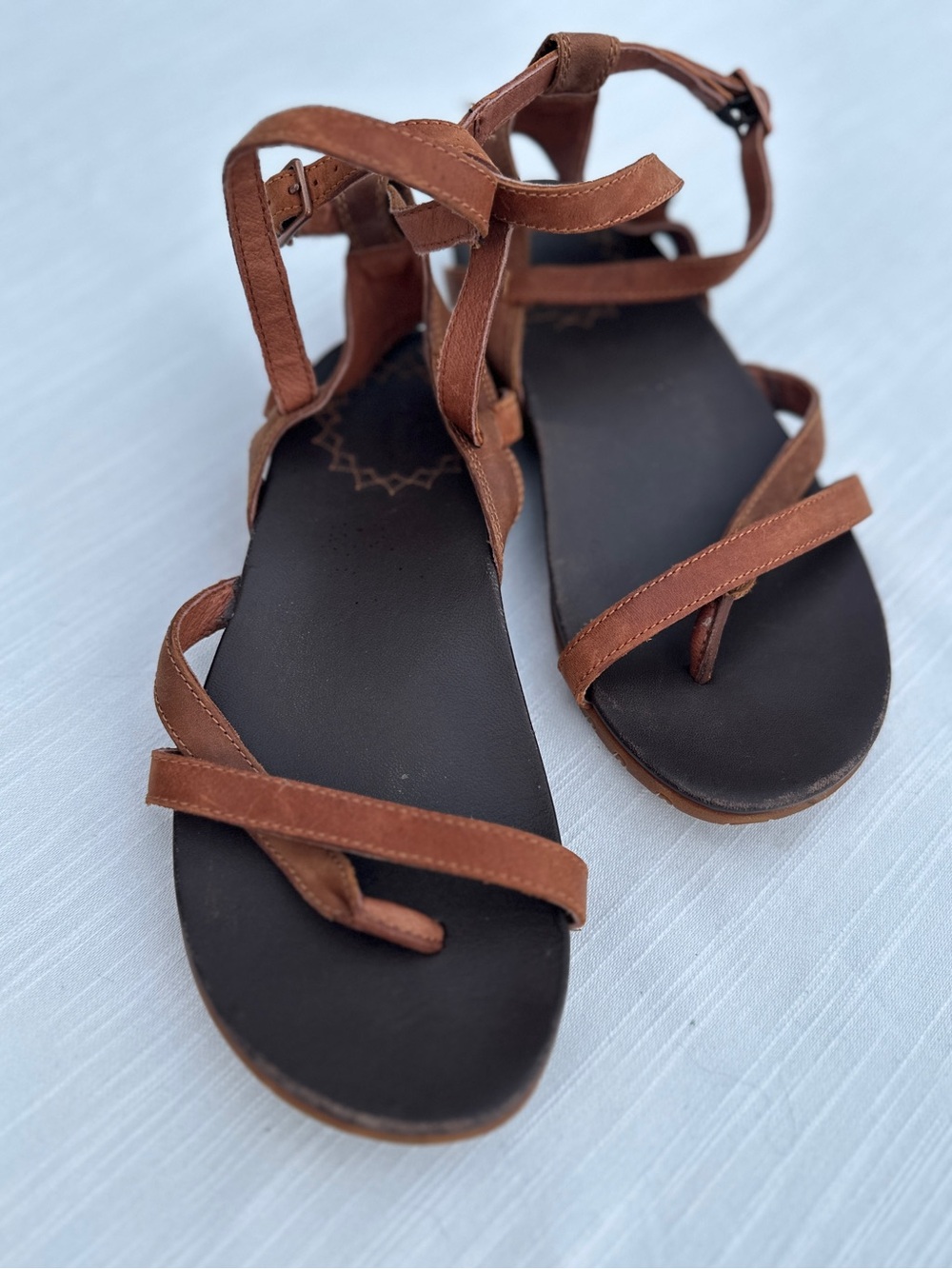 Chaco Wayfarer Brown Leather Gladiator Ankle Strap Sandals | 7